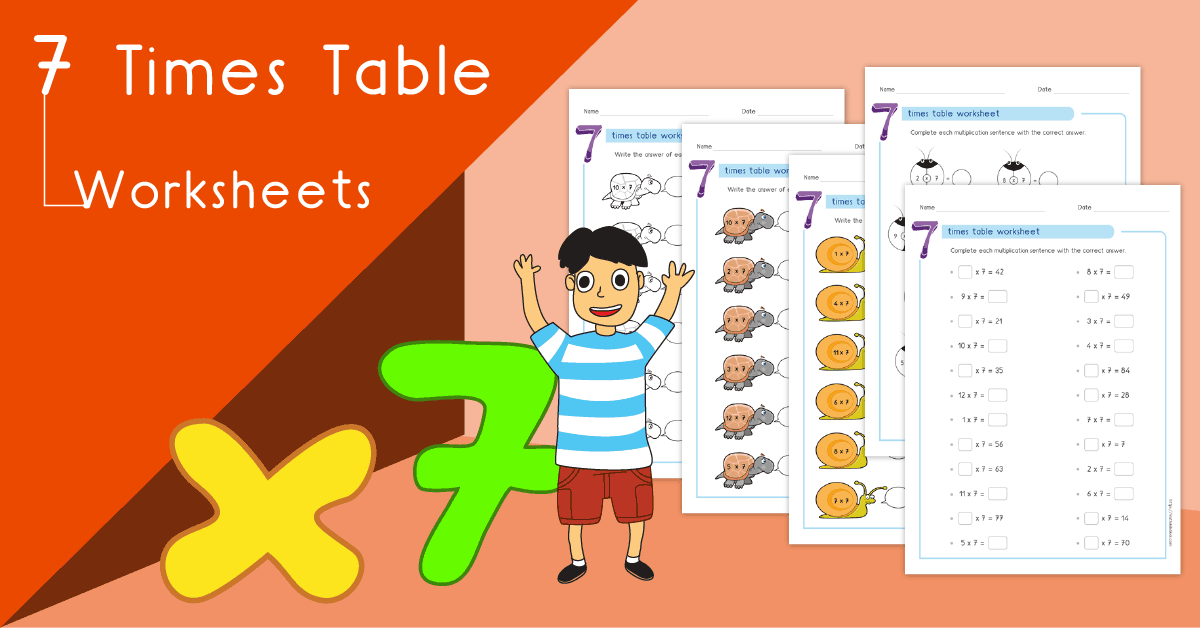 Multiplication printable - 7 times table worksheets