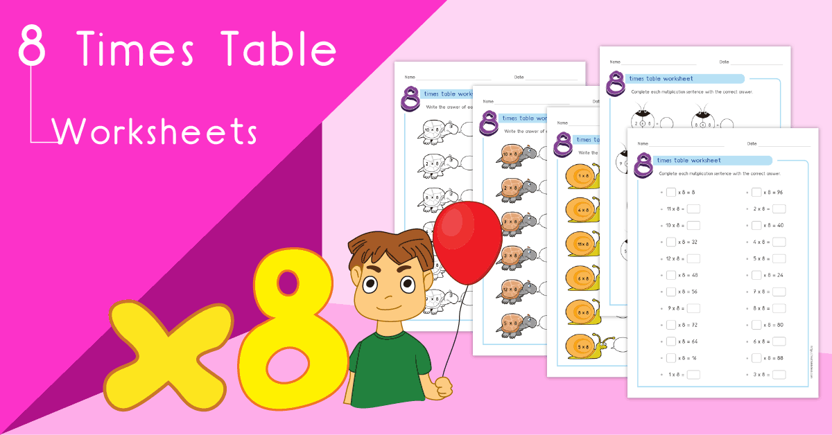 Multiplication printable - 8 times table worksheets