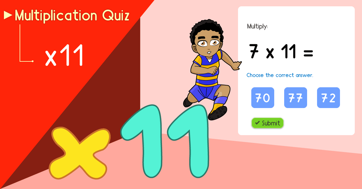 Multiply By 11 Practice - Multiplying By eleven Quiz - Free multiply by 11 math games online