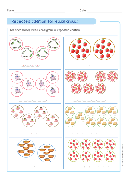 Identifying Multiplication Expression For Equal Groups worksheet