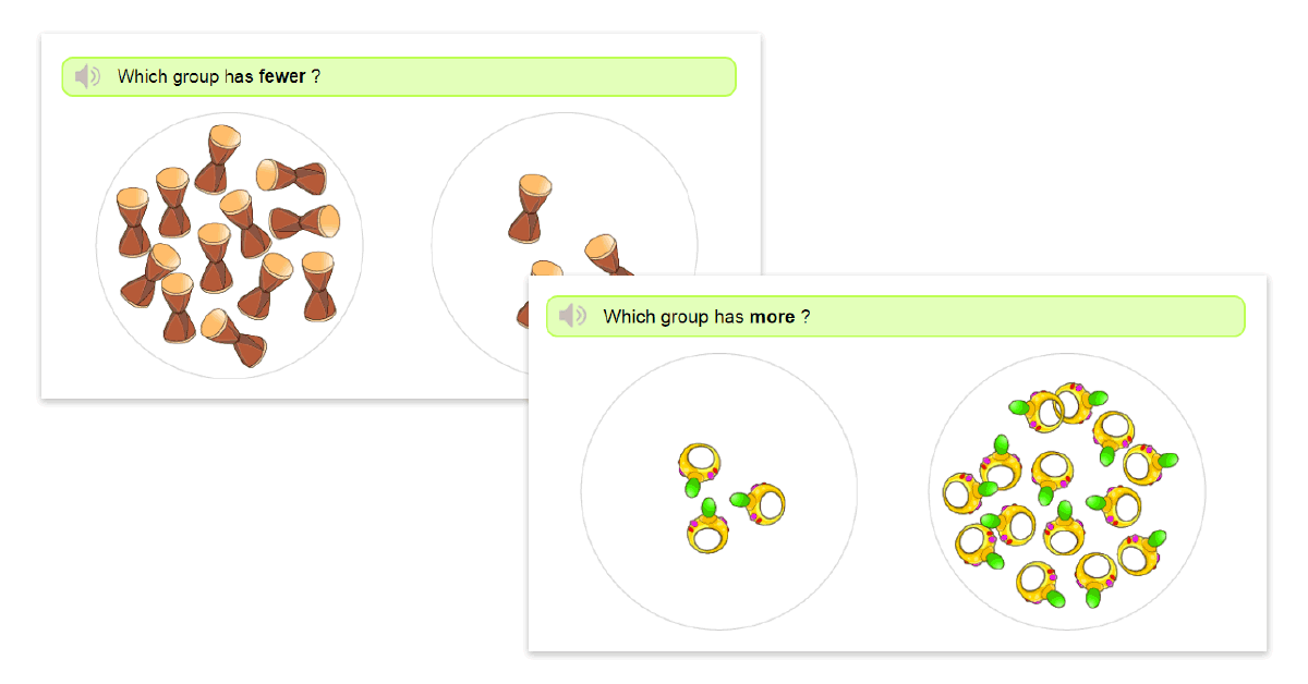 Quantifying two groups of objects - Fewer and More