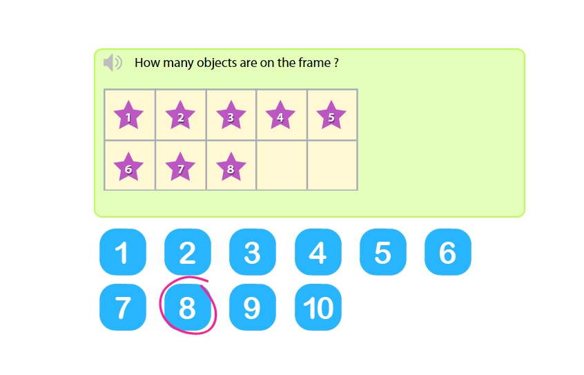 count objects up to 10 on ten frame