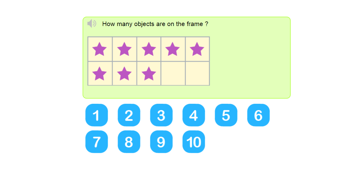 Counting to 10 with ten frames - Ten frames game - Count up to 10 on ten frames