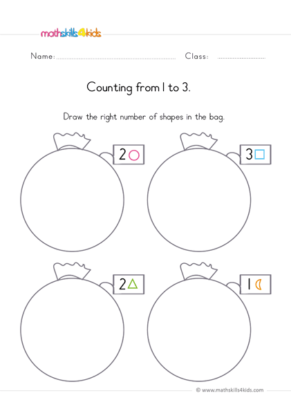 count up to 3 worksheets