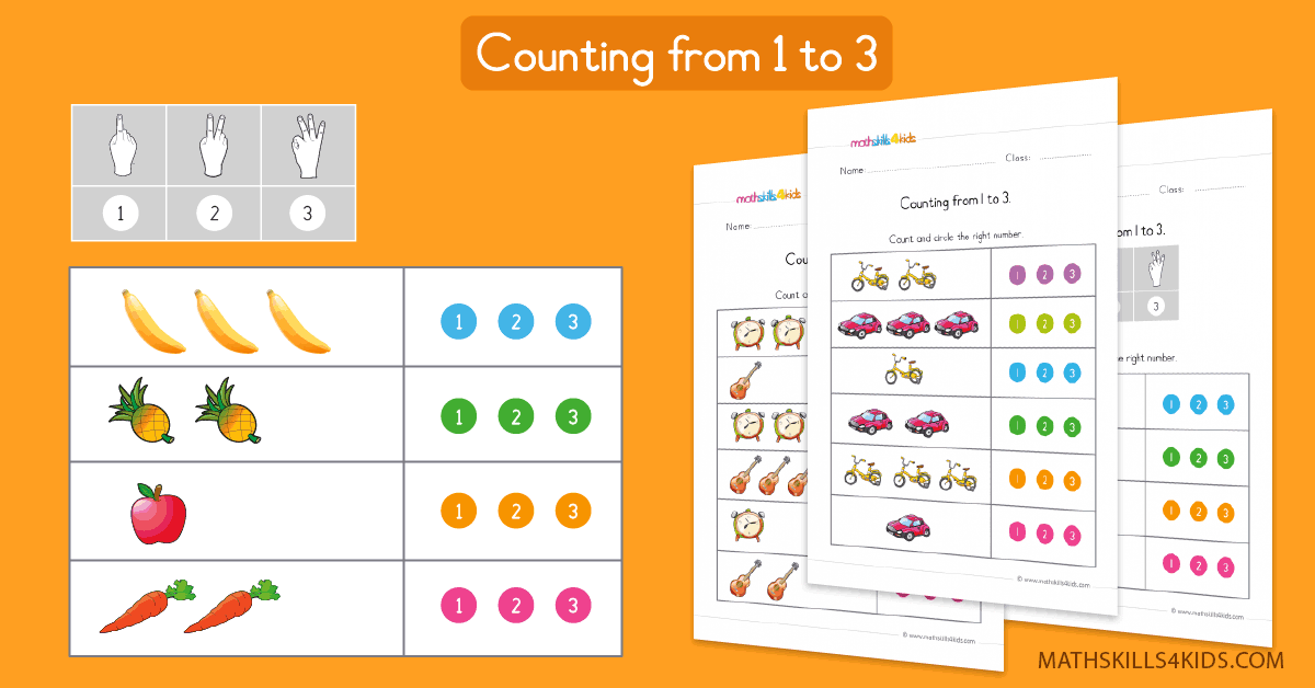 Learn to count up to 3 worksheets