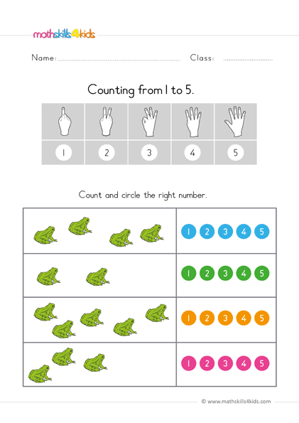 count up to 5 worksheets