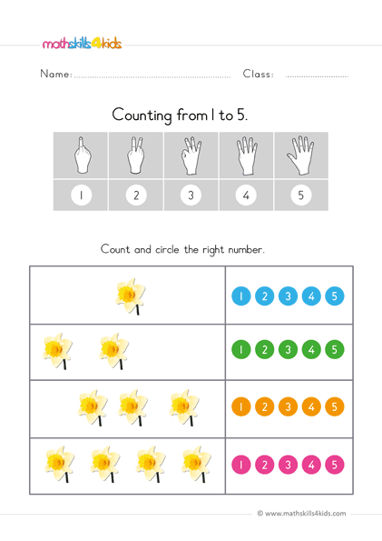 count up to 5 worksheets