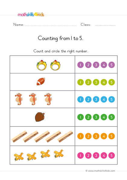 count up to 5 worksheets