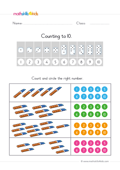 count up to 10 worksheets