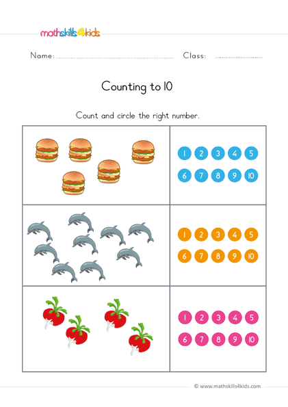 count up to 10 worksheets