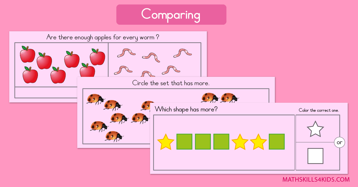 Comparing worksheets for Pre K