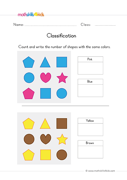 preschool math worksheets - counting shapes