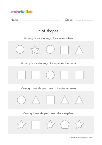 preschool math worksheets shape sorting practice